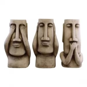 Set Of 3 Stone Effect Resurrection Island Giant Ornament Planters