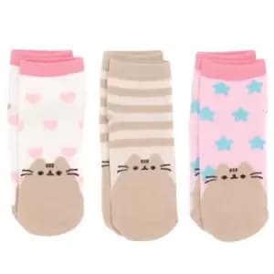 Pusheen Girls Socks Set (Pack of 3) (12.5 UK Child-3 UK) (White/Pink/Brown)