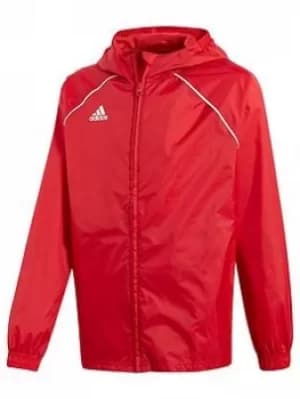 Boys, adidas Junior Unisex Core18 Rain Jacket, Red, Size 13-14 Years