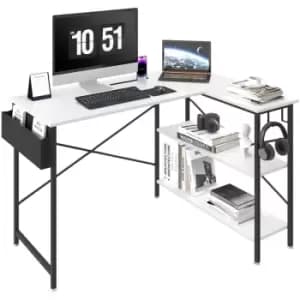 VEVOR L Shaped Computer Desk Corner Desk w/ Shelves 47" for Home Office White