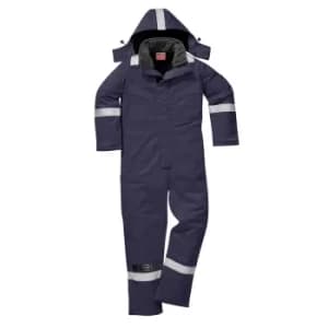 Biz Flame Mens Flame Resistant Antistatic Winter Overall Navy Blue Large 32"
