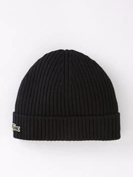 Lacoste Ribbed Beanie - Black