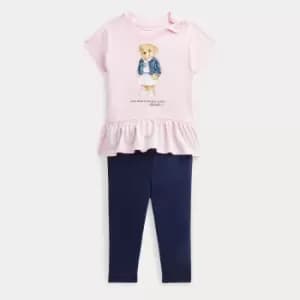 Ralph Lauren Baby Bear Top and Leggings Set - Hint of Pink - 6-9 months