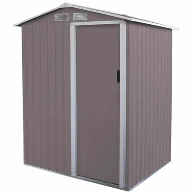 Charles Bentley 4.9ft x 4.3ft Metal Storage Shed Warm Grey