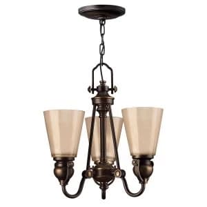 Multi Arm Chandelier 3 Light Olde Bronze Finish, E27