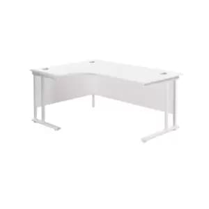 Twin Upright White Left Handed Radial Desk - 1800mm x 1200mm - White Frame