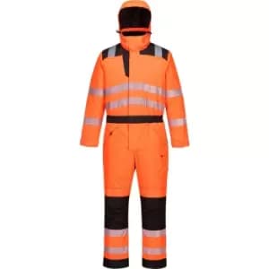 Oxford Weave 300D Class 3 PW3 Hi Vis Winter Coverall Orange / Black L 31"
