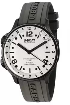 Gents Uboat Capsoil Doppiotempo Dlc Black Case -White Dial Watch 8889/B
