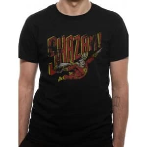 Shazam - All The Heroes Distressed Mens Medium T-Shirt - Black