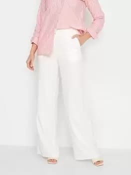 Long Tall Sally White Wide Leg Linen Trouser 36", White, Size 14, Women