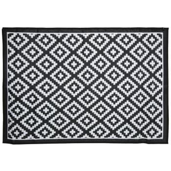 Diamond Pattern Lightweight Waterproof Indoor/Patio Large Rug - Black, White - Charles Bentley