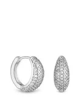 Jon Richard Rhodium Plated Micro Pave Chunky Huggie Hoop Earrings, Silver, Women
