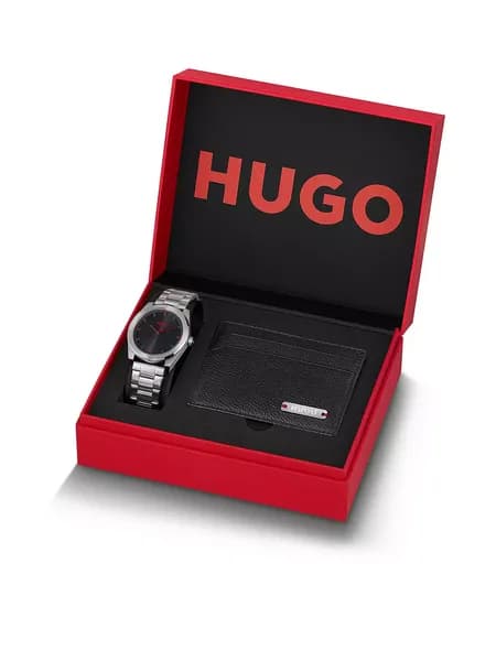 HUGO 1570175 #Bright Wallet Gift Set (42mm) Black Dial / Watch