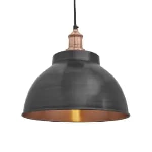 Industville Brooklyn Dome Pewter And Copper Pendant With Plug / 13" Copper Holder