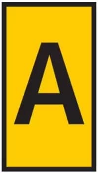 HellermannTyton WIC0 Cable Markers, Pre-printed "A", Yellow, 2 2.8mm Dia. Range