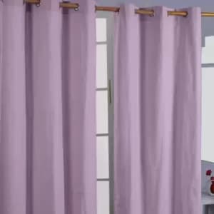 Homescapes - homecapes Cotton Plain Mauve Ready Made Eyelet Curtain Pair, 137 x 182cm - Purple