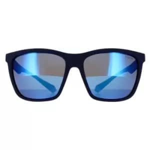 Rectangle Blue Grey Blue Mirror Polarized Sunglasses
