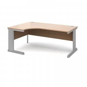 Vivo Left Hand Ergonomic Desk 1800mm - Silver Frame Beech Top