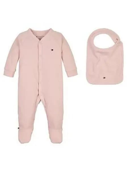 Tommy Hilfiger Baby Girls Rib Sleepsuit Giftbox - Pink, Size 0-3 Months