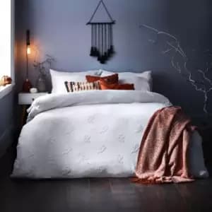 The Linen Yard Ghost Tufted Single Duvet Cover Set Cotton White
