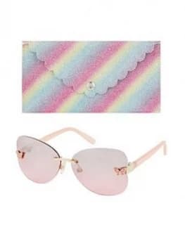 Monsoon Girls Rimless Butterfly Sunglasses With Case - Multi