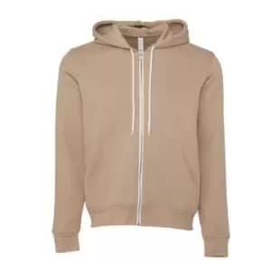 Canvas Unixex Zip-up Polycotton Fleece Hooded Sweatshirt / Hoodie (2XL) (Tan)