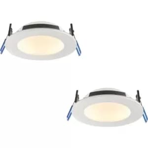 2 PACK Anti-Glare Recessed IP65 Ceiling Downlight - 12W CCT LED - Matt White
