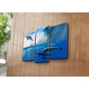 3PATK-65 Multicolor Decorative Canvas Painting (3 Pieces)