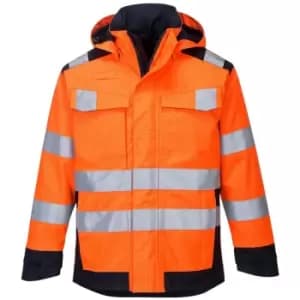 MV70ONRM - sz Modaflame Rain Multi Norm Arc Jacket - Orange/navy - Portwest