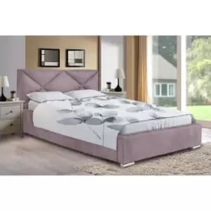 Mevena Bed King Plush Velvet Pink