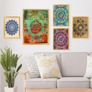 SET_144 Multicolor Decorative Framed Painting (5 Pieces)