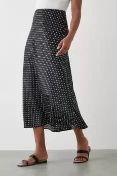 Spot Satin Bias Midi Skirt