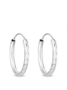 Simply Silver Silver 20Mm Diamond Cut Hoop Earrings