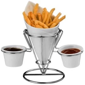 Premier Housewares French Fries Cone & Dips Stand Set - Silver
