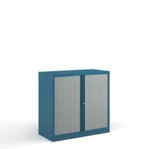 Bisley systems storage low tambour cupboard 1000mm high - blue