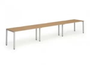 Single Silver Frame Bench Desk 1200 Oak (3 Pod)
