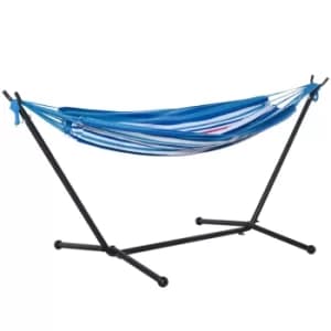 Outsunny 277 x 121cm Hammock with Stand Camping Hammock with Portable Carrying Bag, Adjustable Height, 120kg, White Stripe