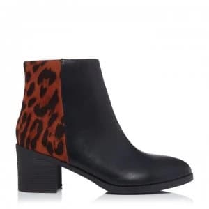 Head Over Heels Oskarr Block Heel Ankle Boots - Leopard