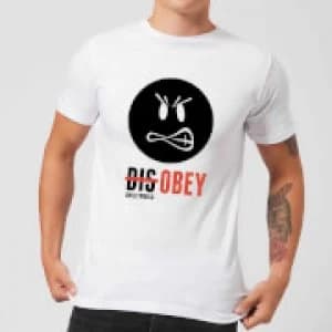 Smiley World Slogan Disobey Mens T-Shirt - White - L