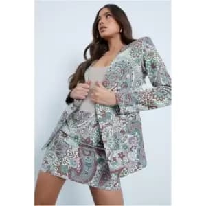 I Saw It First Multi Premium Printed Blazer With Military Buttons - Multi