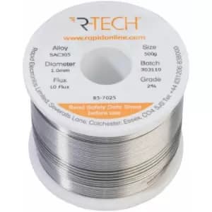 857025 SAC305 Solder 2% L0 Flux Halide-Free 1.0mm 500g Reel - R-tech