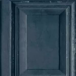 Grandeco - Rustic Wood Panels Navy Panelling Feature Quality Textured 3D Vinyl Wallpaper