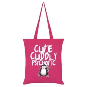 Psycho Penguin Cute Cuddly Psychotic Tote Bag (One Size) (Pink)