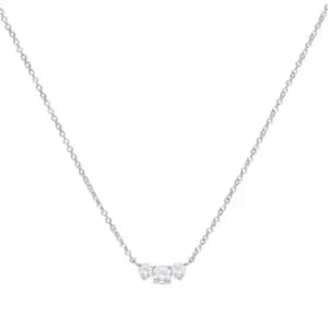 Diamonfire Silver White Zirconia Three Stones Necklace N4244