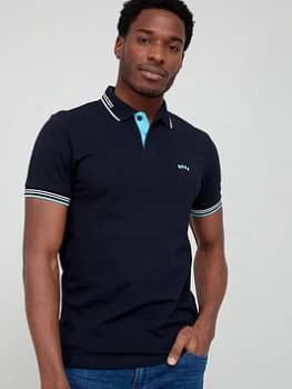 BOSS Paul Curved Logo Polo Shirt - Dark Blue , Dark Blue Size M Men