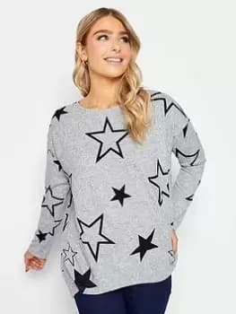 M&Co Grey Star Jumper, Grey, Size 12, Women