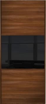 Wickes Sliding Wardrobe Door Wideline Walnut Panel and Black Glass - 2220 x 762mm