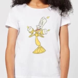 Disney Beauty And The Beast Lumiere Distressed Womens T-Shirt - White