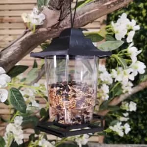 Black Lantern Seed Feeder Garden Wild Bird Hanging Plastic Seed Feeder