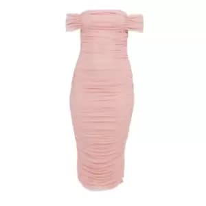 Missguided Plus Size Bardot Ruched Midaxi Dress - Pink